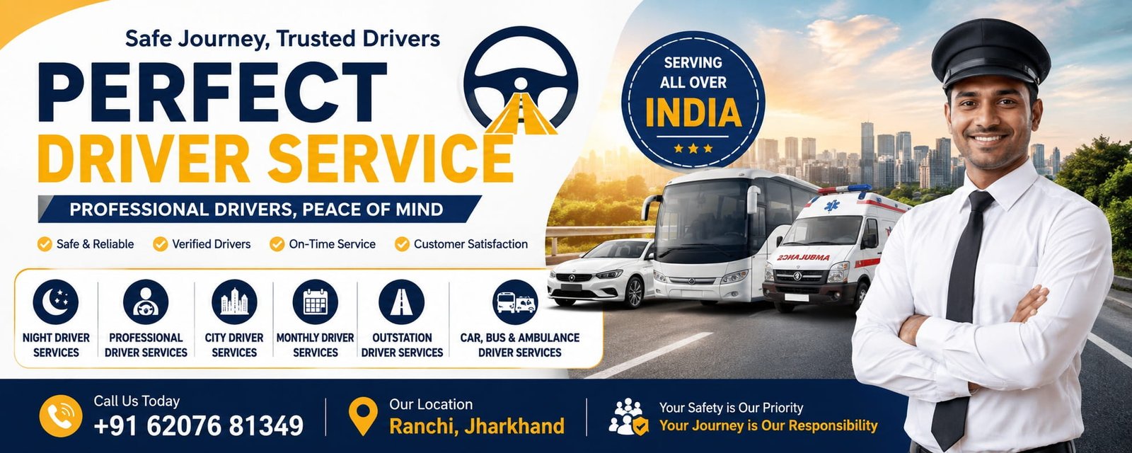 Perfect Driver Service, Call: +916207681349
